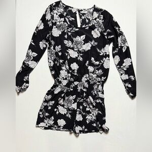 Bar III Monochrome Floral Long Sleeve Romper
